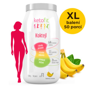 Premium proteinový koktejl Ketofit BANÁN se sníženým obsahem sacharidů