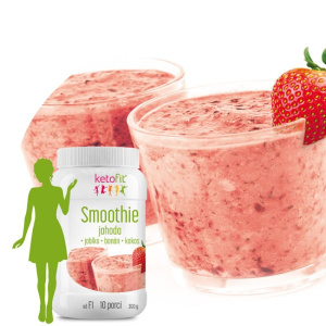 Proteinové smoothie jahoda-jablko-banán-kokos proti nadváze